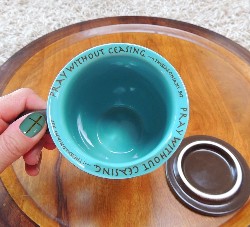 Abbey + CA Gift Abbey Gift Prayer Changes Everything Coaster Brown and Blue, 1 Count, Dishwasher Safe Mugs For Coffee and Tea, Includes Bible Verse, "4 x 4.38""" (52892),14 ounce - Image 5